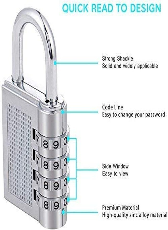 SCHUBERT Bag Lock Combination Number Locks for Door Password Key Home Digital Finger Padlock Deal Security Smart 4-Digit Safe Pin Hand Bag (Pack of 1)(Initial Password 0-0-0-0) - Image 2